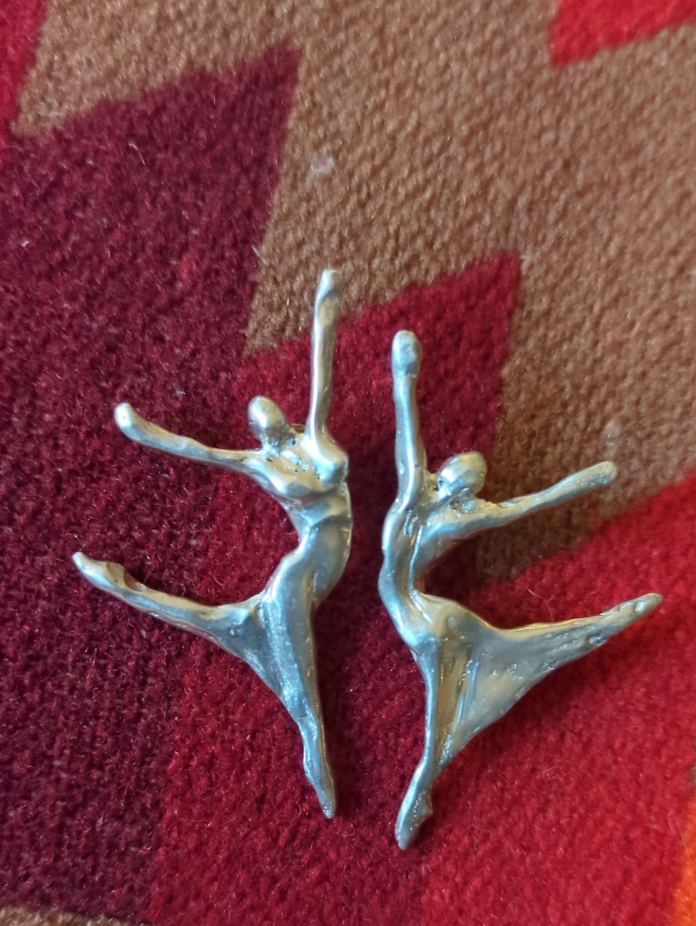 Sterling Silver Ballet Modern Dancer Sculptural Earrings - Artist Signed